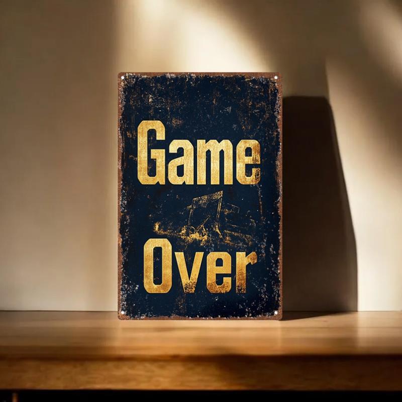 Arcade Games & Vending Co - Vintage Game Over Metal Tin Sign